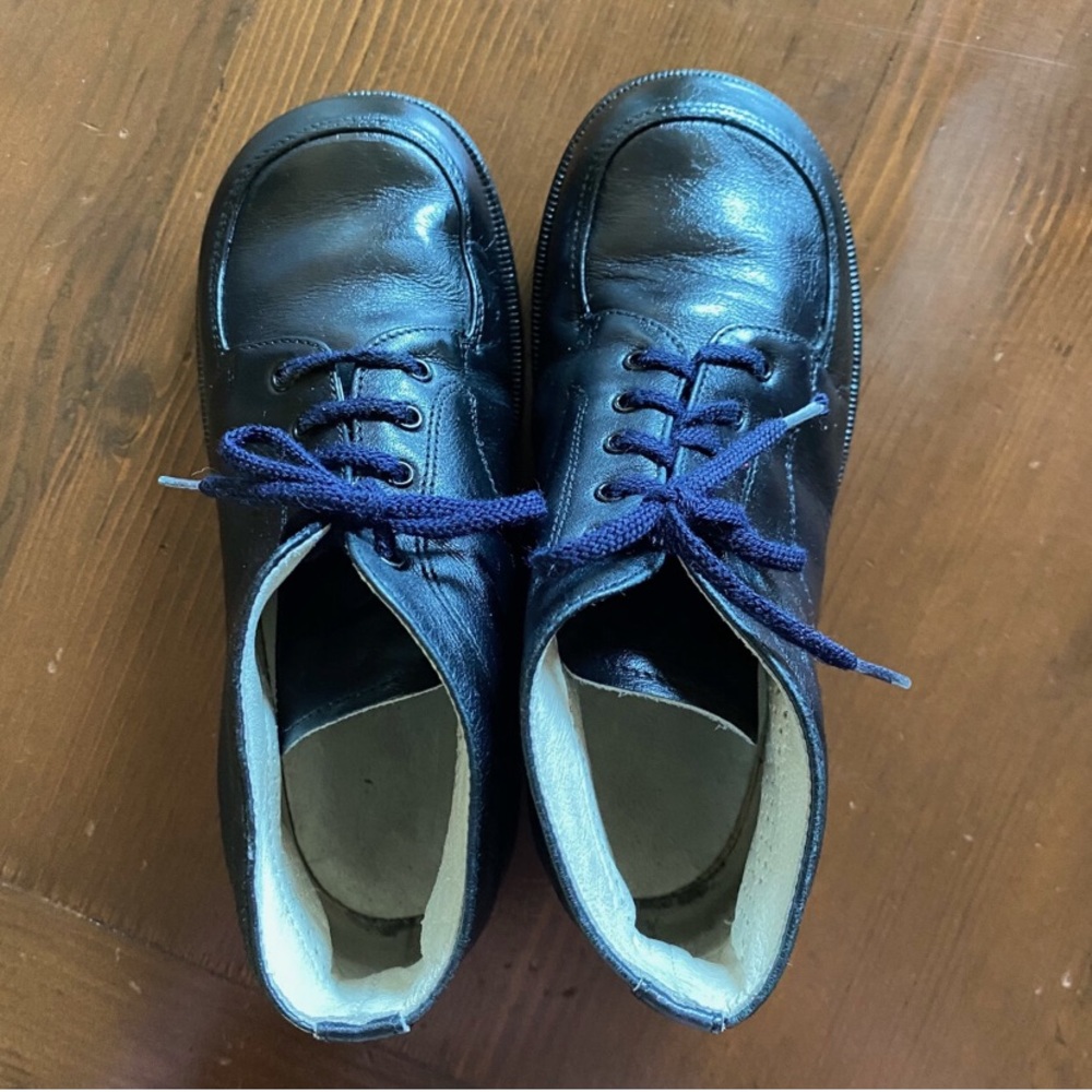 Heirloom Vintage Navy Blue Italian Made Leather Orthopedic Lace-Up Shoes EU 27